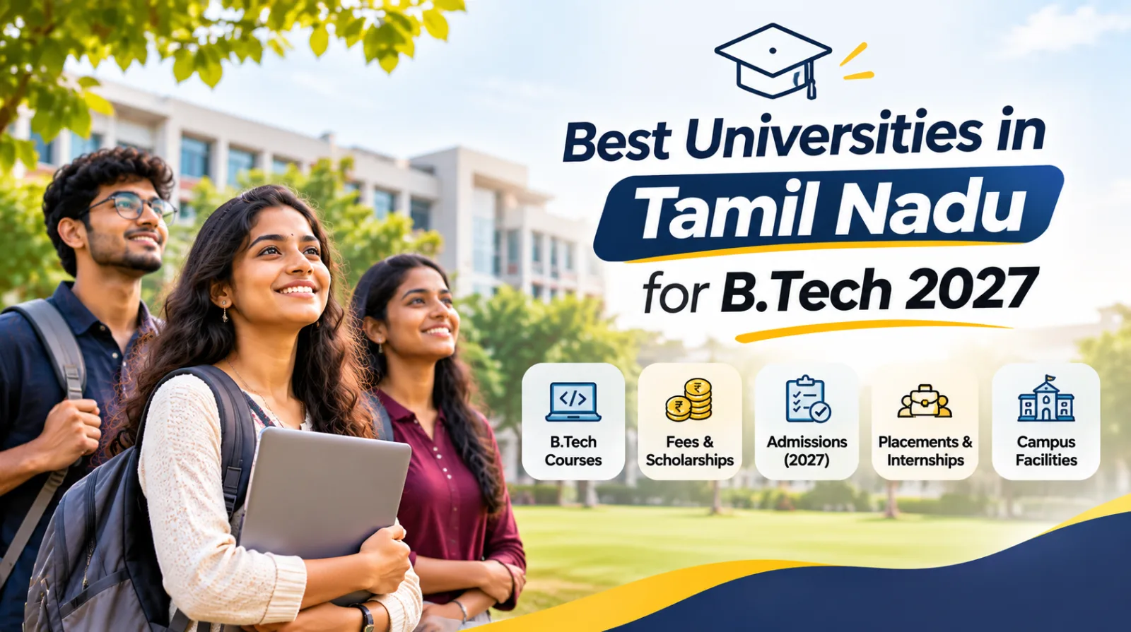 Best Universities in Tamil Nadu for B.Tech 2027 – Indian Students on a University Campus